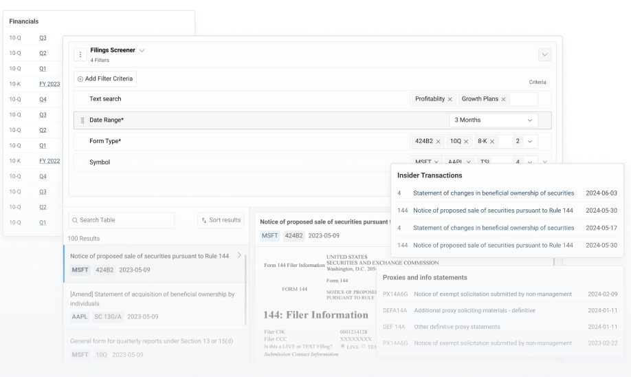 Coming to a device near you, a new filings insight experience.